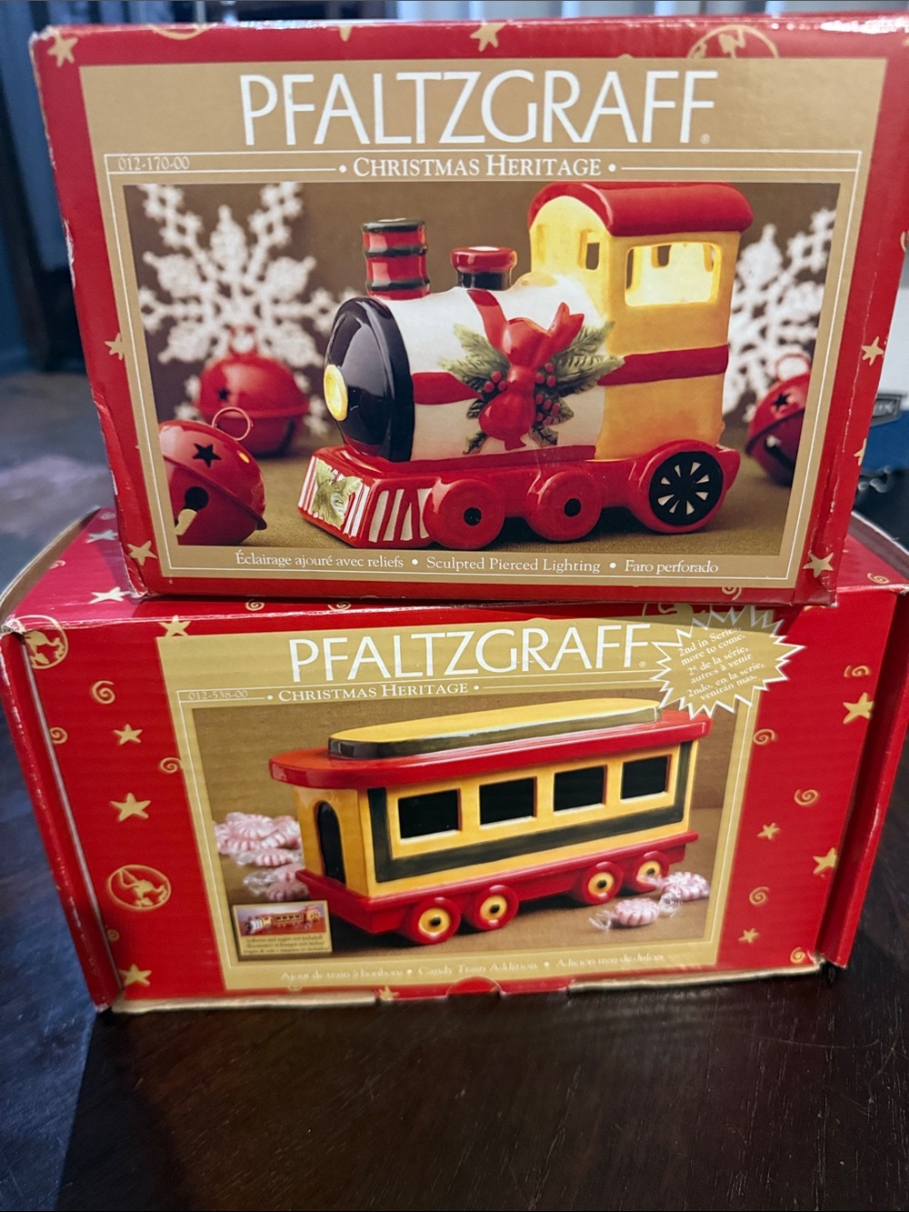 VTG Pfaltzgraff CABOOSE TROLLEY TRAIN HOLIDAY CHRISTMAS